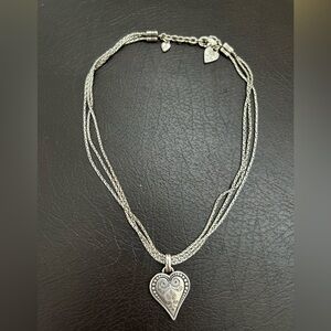 Brighton Beautiful Silverplated Three Strand Heart Pendant 18" Length